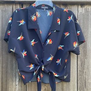 Colorful Medium Navy Tie Front Top by Madison